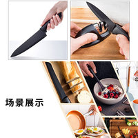 Ensemble de 17 pièces de couteaux de cuisine professionnels en acier inoxydable noir pour couper les aliments, accessoires de cuisine pour steak, couteaux et support en acrylique