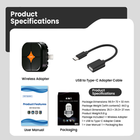 Dongle sans fil 4-en-1 CarPlay Android Auto, Plug & Play, stable, se connecte via CarPlay/Android Auto/Android Mirror/Apple Mirror