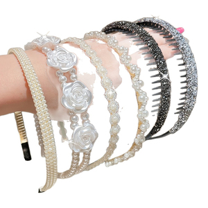 Diadema de Perlas y Flores de Diseño Exclusivo y Elegante, Estilo Lujoso y Ligero, Diadema para Mujer, Joyería de Moda al por Mayor - Product Image 6