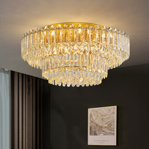 Nuovo Modello 2025 Lampadario a <span class=keywords><strong>LED</strong></span> in Cristallo Dorato per Soggiorno e Ristorante, <span class=keywords><strong>Illuminazione</strong></span> Moderna Semplice e Lussuosa - Product Image 1