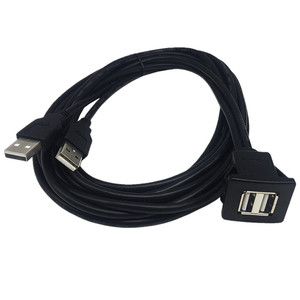 Cable USB de doble puerto 2.0 macho a hembra de 1m para extensión de audio de coche con carcasa de ABS - Product Image 1