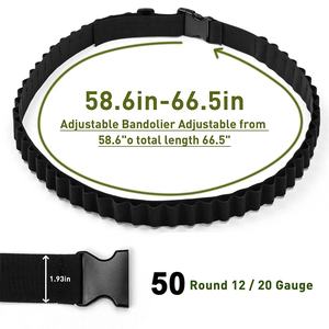 Cinto de Munição para Espingarda de 50 Tiros, Suporte para Munição para Calibres <span class=keywords><strong>12</strong></span> e 20, Preto - Product Image 4