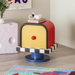 Table d'appoint créative en plastique couleur Dopamine crémeuse, style boîte aux lettres, avec rangement, pour chambre et salon - Product Image 4