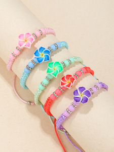 2024 nuovo Design Set di 5 pezzi di perline di fiori in argilla polimerica bohémien braccialetto di fiori da spiaggia Ocean Resort tessuto regolabile da donna - Product Image 6
