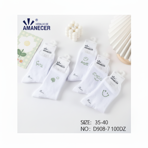 Chaussettes longueur cheville en soie nylon blanc pour femme Taille personnalisable Respirant Jacquard Print Design Summer Crew Girls' Crew Logo - Product Image 1