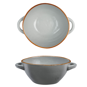 MEDITERRANEAN LINE - Bol à soupe à deux poignées en grès gris terre cuite 540 ml - Product Image 1