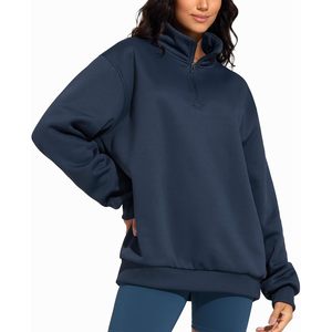 Sweat-shirt en polaire surdimensionné à demi-zip pour femme FOXA, haut de sport à manches longues, respirant, pull-over - Product Image 3