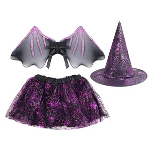 Pafu Halloween Spider Costume Set Spider Wings Skirt Set With Hat Tutu Skirt For Girls Dress Up Cosplay Halloween Costume Party