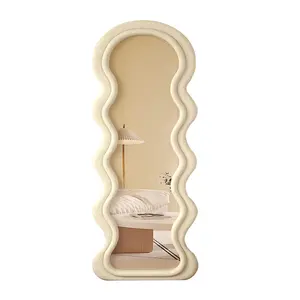 Wholesale Mirrors Irregular Decorative Big Wavy Shape Standing Mirror Wall Full Length Mirror