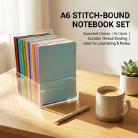Carnet de notes à coudre avec fil coloré A5/A6 en gros - Couverture en papier kraft personnalisée, agenda quotidien pour étudiants, option cadeau, logo personnalisé
