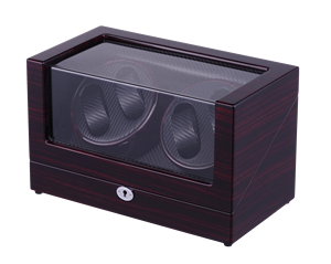 Caja enrolladora de reloj automática de cuero de madera clásica 4 + 0, soporte de exhibición de almacenamiento seguro, Motor silencioso, 4 ranuras con parada abierta - Product Image 6