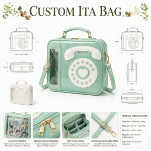 Sac à bandoulière messager pour femme, personnalisable, en PU transparent effet gelée, avec fenêtre transparente, pour la présentation de badges et objets de collection, sac Ita personnalisé, vente en gros - Product Image 1