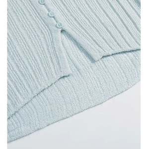 Women's Knitted <b>Cardigan</b> Long Sleeve V Neck Single Breasted Loose Fit Thin Breathable Macaron Color <b>Spring</b> Style - Product Image 4