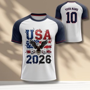 Maglia da Tifoso USA 2026 Personalizzabile con Nome e Numero, Design Raglan - Product Image 1