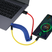 Venta al por mayor de aluminio Shell Super rápido USB a tipo C cargador de resorte retráctil Cable de datos compatible con Android