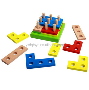 Wholesale Game Toy Colorful Wooden <strong>Building</strong> <strong>Blocks</strong> - Product Image 3