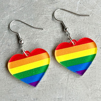 Boucles d'oreilles en acrylique en forme de cœur, arc-en-ciel, LGBT, Gay Pride, géométriques, simples, multicolores, mode printemps-été, tendance, cadeau de fête