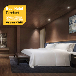 Diseño moderno de muebles de dormitorio de hotel con renderizado 3D, suite de cama de madera maciza personalizada para proyecto de interior de hotel boutique villa. - Product Image 1