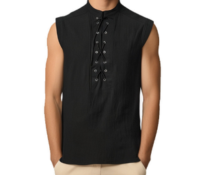 Camisa sin mangas gótica medieval de Steampunk vikingo renacentista pirata para hombre, disfraz bárbaro - Product Image 3