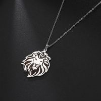 Collier Myshape Carte d'Afrique Lion Crinière Roi de la Jungle Bijoux Tribaux Égyptiens Pendentif Animal en Acier Inoxydable