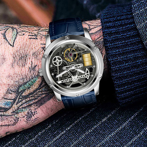 Reloj Mecánico de Esqueleto para Hombre, Automático, con Caja de Acero Inoxidable y Correa de Cuero, Regalo Empresarial - Product Image 5