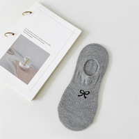 Chaussettes bateau tricotées personnalisées pour fille, absorbantes, avec nœuds d'été, invisibles, couleur unie, fines, en polyester, avec logo discret