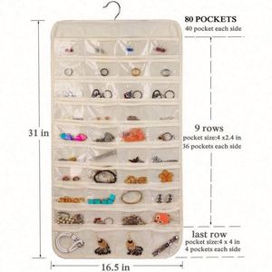 Organizador Colgante de Doble Cara con 80 Bolsillos para Joyas, Collares, Pendientes y Pulseras, con Gancho Giratorio - Product Image 6