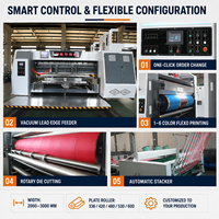 Machine industrielle automatique de fabrication de boîtes en carton, d'emballage, d'impression flexographique, de rainurage et de découpe, avec ajustement de commande en un clic