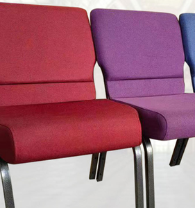 Sedia in tessuto da chiesa con struttura in ferro per scuola e casa ufficio impilabile e imbottita in metallo - Product Image 1