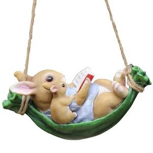 Carino per interni/esterni appeso coniglio scultura recinzione figurine da giardino ornamenti decorazione - Product Image 2