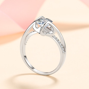 Fashion Jewelry <b>Rings</b> 1ct White Gold Plated 925 Sterling Silver Moissanite Engagement <b>Bands</b> <b>Rings</b> - Product Image 4