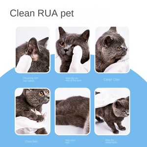 Lingettes pour animaux de compagnie mains libres, paquet de 10, motif chien et chat, désodorisantes, jetables, pour le bain et le toilettage à sec - Product Image 4