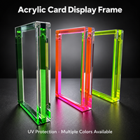 Étui de présentation en acrylique transparent PS avec bord fluorescent, couvercle magnétique, protecteur de carte en forme de dalle