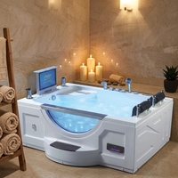 Baignoire de massage design moderne avec TV LED Jet Baignoire à remous Baignoire spa blanche en acrylique Chine Foshan Petite baignoire d'angle
