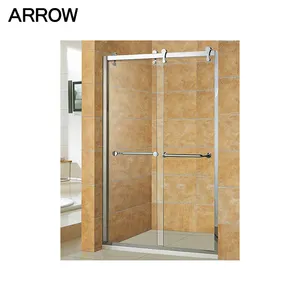 Straight tempered complete luxury toilet shower cabin frameless tempered glass customized sliding indoor shower enclosure