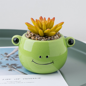Minimaceta <span class=keywords><strong>de</strong></span> cerámica con forma <span class=keywords><strong>de</strong></span> animal <span class=keywords><strong>de</strong></span> <span class=keywords><strong>rana</strong></span>, plantas suculentas artificiales para decoración <span class=keywords><strong>de</strong></span> jardín - Product Image 2