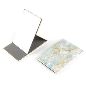 Portable Folding Marble Pattern PU Leather Desktop Makeup <b>Mirror</b> Stitched Edge Adjustable Stand Glass Table <b>Mirror</b> Bulk - Product Image 2