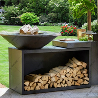 Barbecue portable moderne en acier Corten thermolaqué avec table de cuisson pour usage extérieur