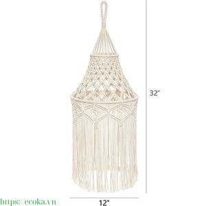 Abat-jour rond en coton tissé à la main, respirant, avec pompons, pour la décoration du salon - Product Image 3