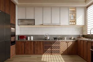 2026 Modern <b>Furniture</b> Luxury Brown Customized Wood Melamine <b>Kitchen</b> Cabinets Set With Sink Modural <b>Kitchen</b> Cupboard - Product Image 2