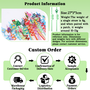 LAIMAI Color Cartoon Digital Printing Outdoor Camping Custom Designed PETG Plastic Straw Buckle Reusable Beverage Child Parties - Product Image 2