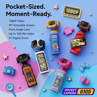 Caméra de vlog de poche 1080P HD, mini caméscope avec objectif rotatif à 270 degrés, écran à 90 degrés, batterie amovible de 400 mAh