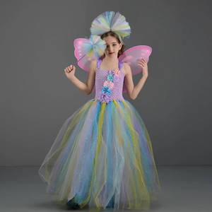 Vestidos de Hada para Niñas HP, Vestido Largo sin Mangas de Princesa para Niñas, Diseño de Elfo, Falda de Malla Colorida con Alas para Fiesta - Product Image 2
