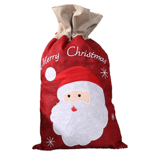 G5 Party Weihnachten Candy Schmuck Sac kleinen Taschen Leinen Jute Kordel zug Beutel Sublimation Santa Sack Leinen Weihnachten Kordel zug Tasche - Product Image 1