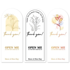 Eco-Friendly Waterproof Semicircular Paper Hang Tags With Floral Design Gold Stamping Thank You <b>Labels</b> For <b>Gift</b> Packaging - Product Image 3