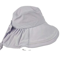 Chapeau Bob à Large Bord avec Nœud Papillon Arrière, Broderie Lettres, Sangle Mentonnière Réglable, Protection UV, Casquette d'Extérieur pour Femme
