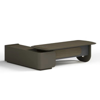 Bureau de direction ergonomique moderne de luxe en forme de L avec armoire latérale, table de direction pour PDG