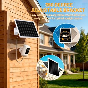 Paquete de 4 Paneles Solares IBC de Alta Eficiencia de 8W, 3 Puertos USB-C, Micro USB DC, IP65 Impermeable, Cable de 9.5 pies, Ajustable 360° - Product Image 2