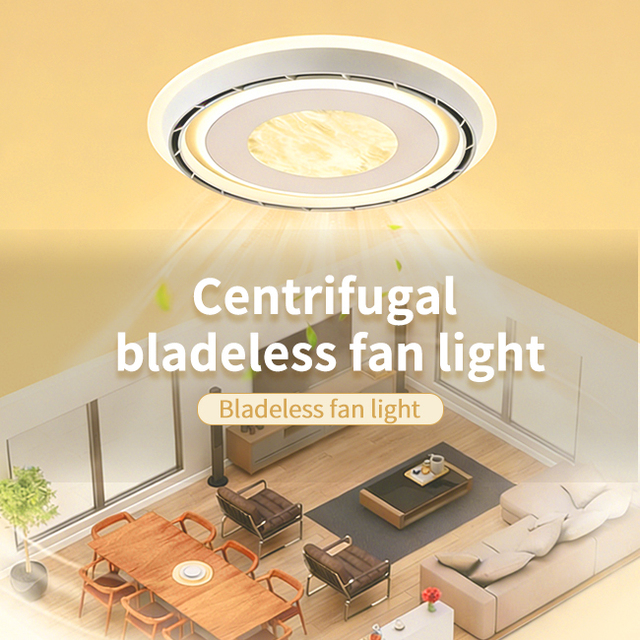 Modern Ceiling Fan with LED Lights Remote Control DC Motor Dimmable Led Ceiling Fans for Indoor Centrifugal Bladeless Fan Light