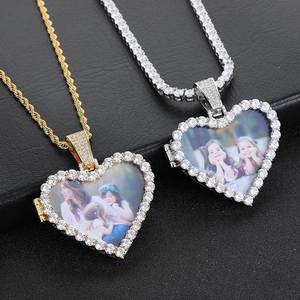 Flip Open Heart Photo Hip Hop Pendant Real <b>Gold</b> Plated Prong Setting 925 Silver Moissanite Bespoke Bling Iced Out <b>Locket</b> - Product Image 3